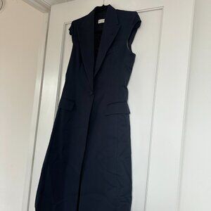 Dries Van Noten Sleeveless Longline Coat Jacket Wool Blend Black Sz 36
